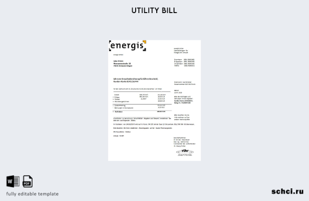 цифровая загрузка шаблона счета за коммунальные услуги в Германии Energis